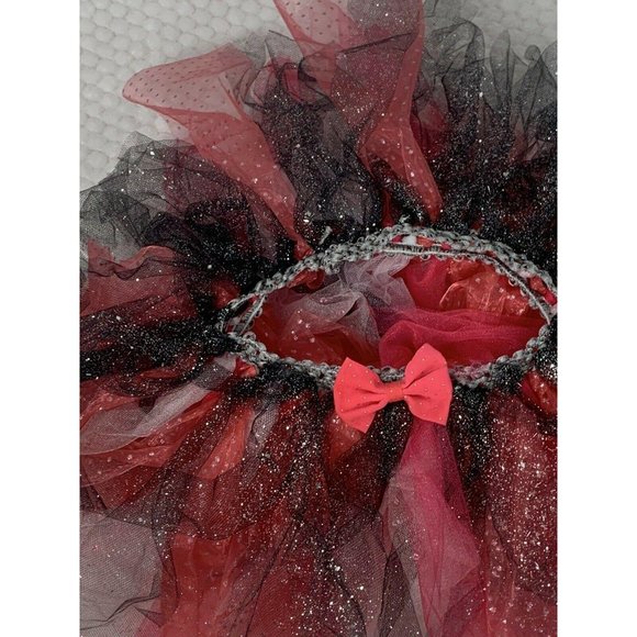 Handmade Ribbon Tulle Pink Black Sparkle Tutu - Picture 2 of 4